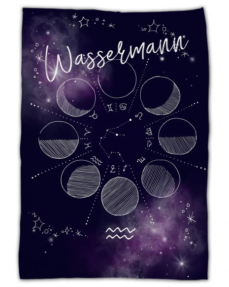 Sternzeichen - Wassermann - Kuscheldecke mit Namen